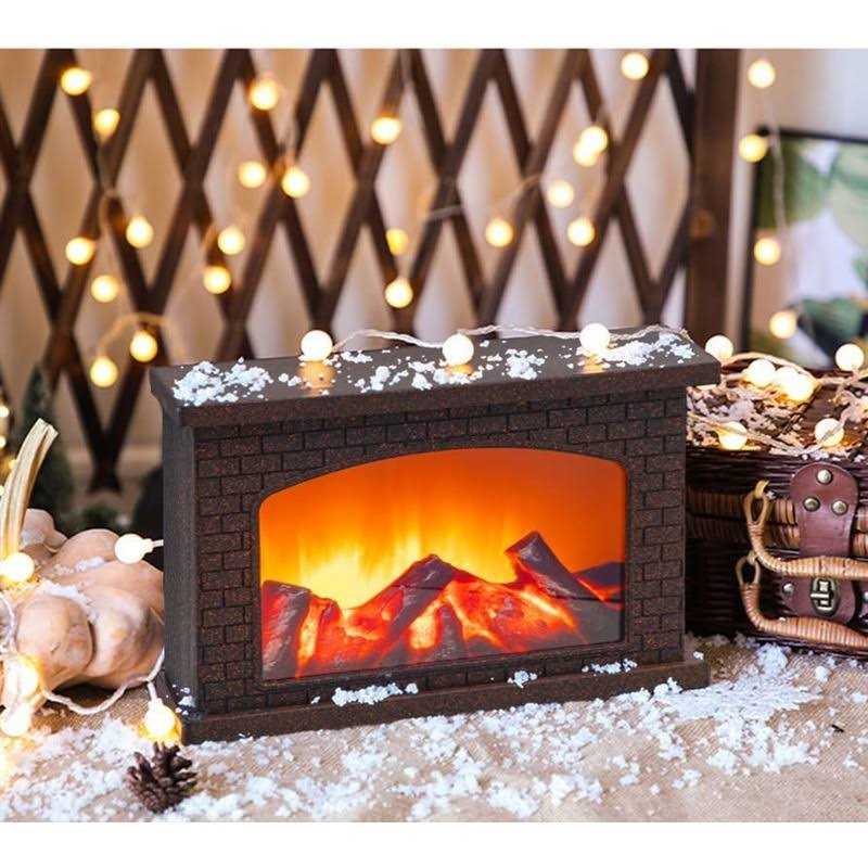 YAKii Rectangle Fireplace Lantern 6 Super Bright LEDs 6 Hours Timer Battery Operated