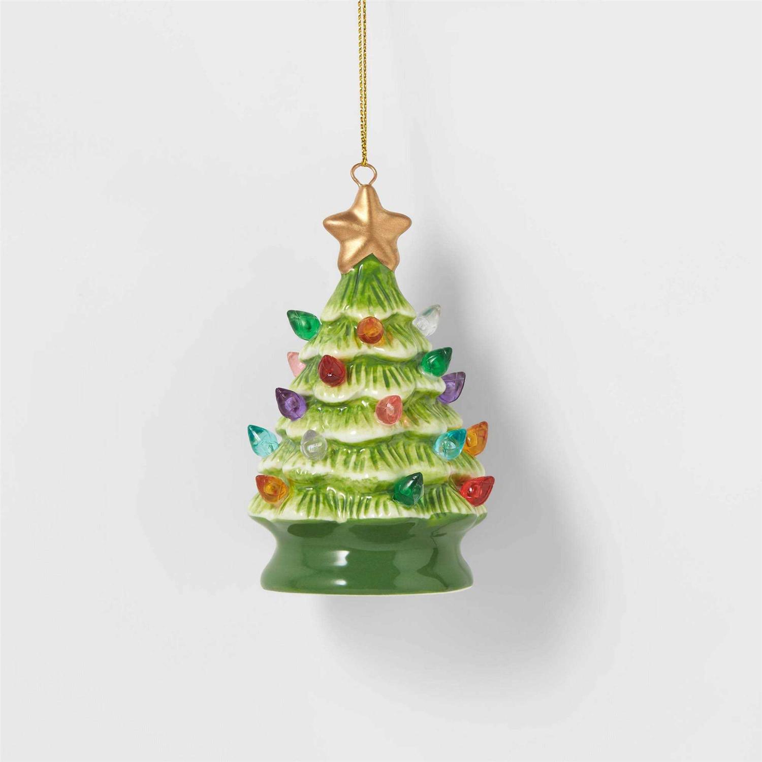 Wondershop Ceramic Christmas Tree Lighted Ornament Retro Lit