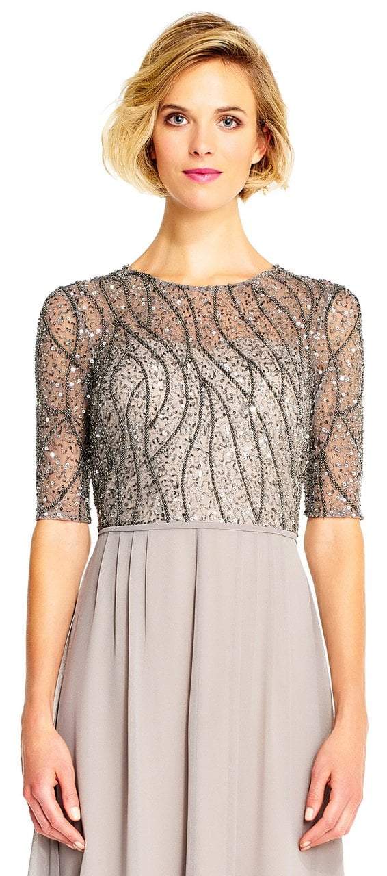 AP1E202210 Elbow Sleeves Beaded Chiffon Gown