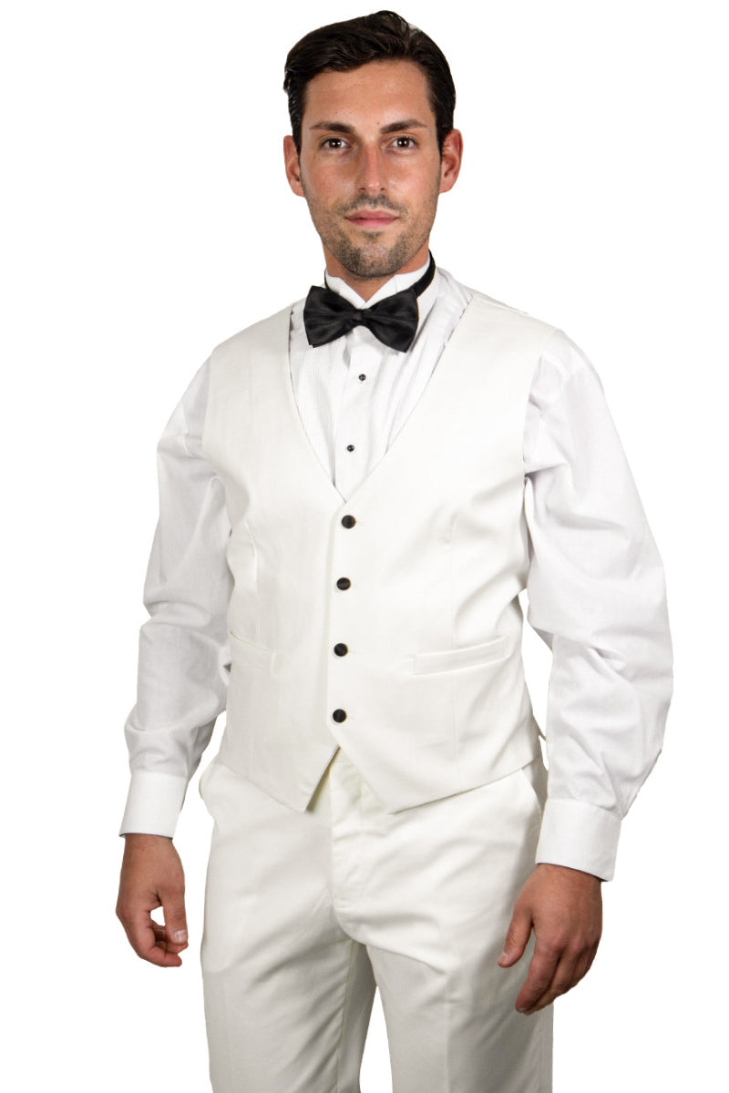 Men’s Stacy Adams Vested One Button Shawl Lapel Tuxedo in Ivory