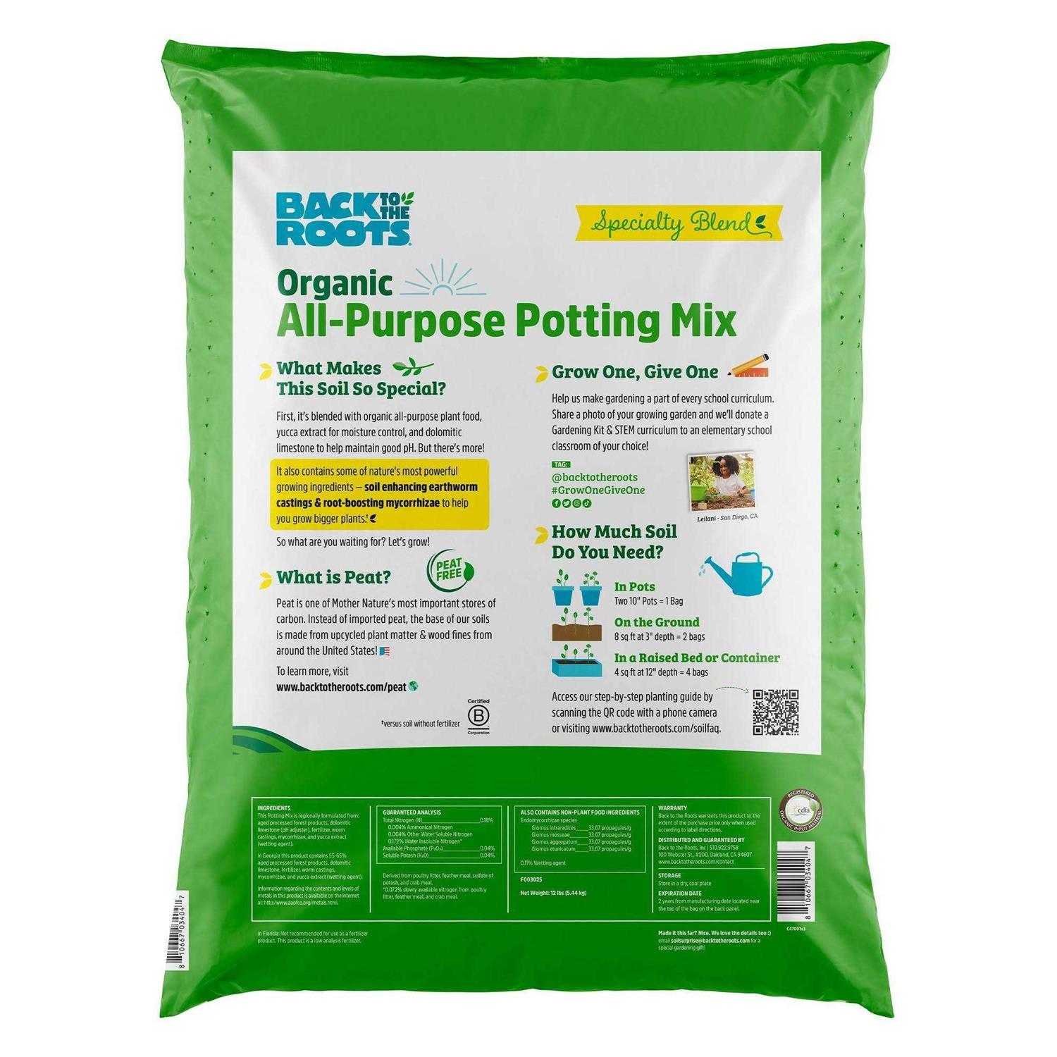 Back to the Roots Organic Potting Mix All Purpose