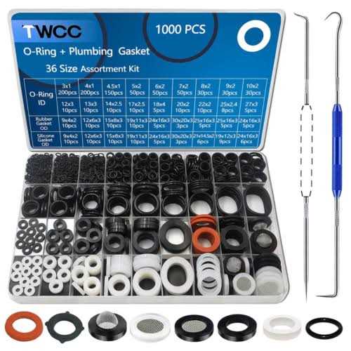 TWCC 1000PCS 18 Size O Ring Kit+18 Size Rubber Washers Assortment Kit for Plumbing Faucet Water Pipe Garden Hose Shower Heads Gasket Repair and Air