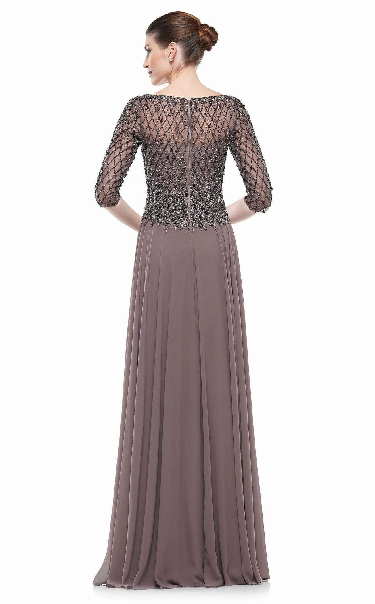 M165 Illusion Lattice Motif A-Line Gown