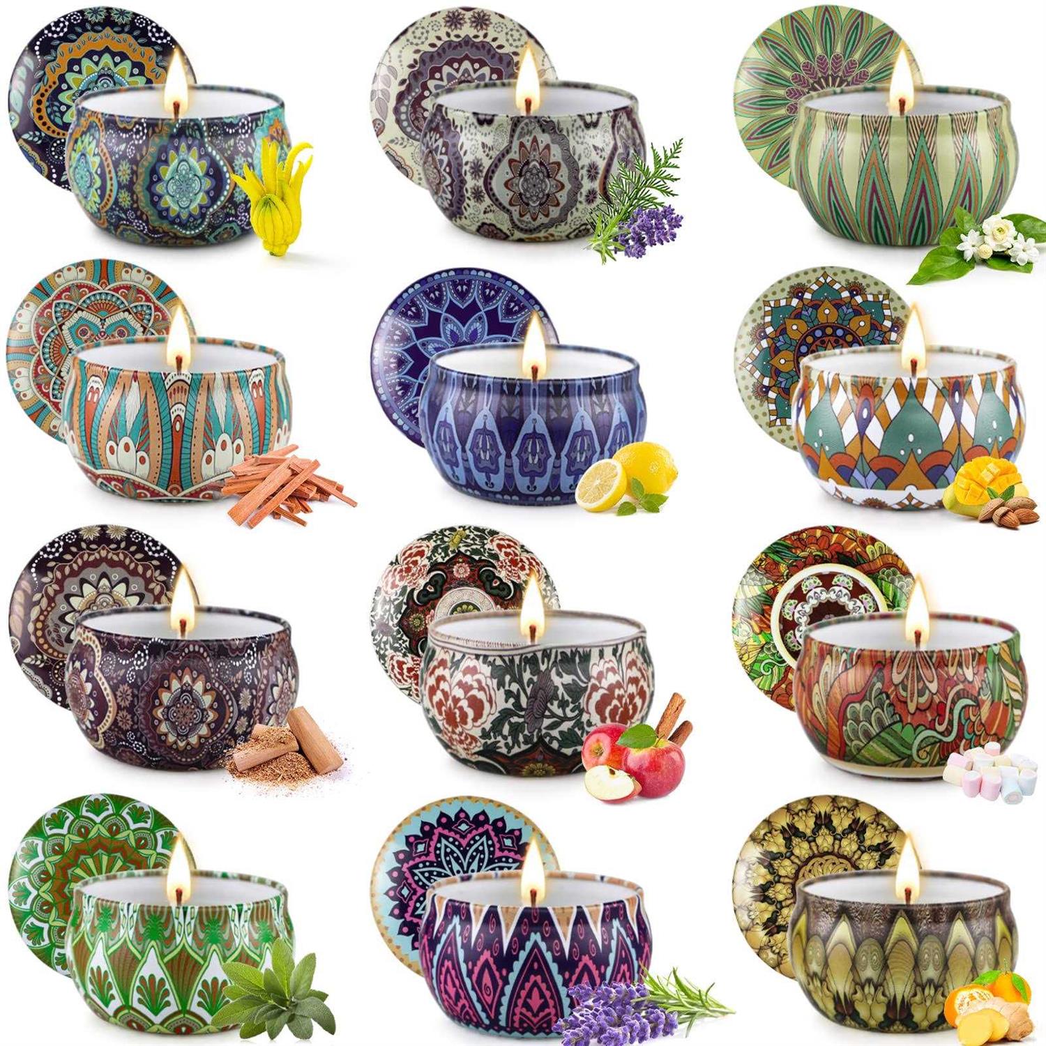 12 Pack Scented Candles Gifts Set for Women 2.5 oz Soy Wax Aromatherapy Candles for Home Decoration