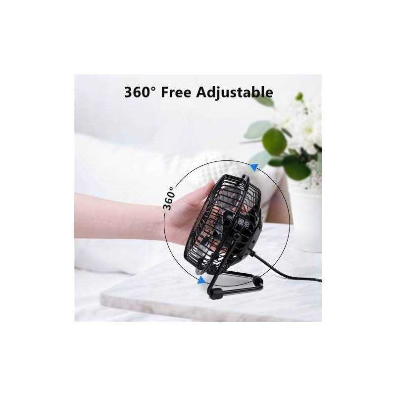Zuvas Desk Fan Quiet Small USB Fan 360° Rotation Portable Table Fan 2 Speed Mini Personal Fan Air Cooling Electric Fan for Home Office Bedroom