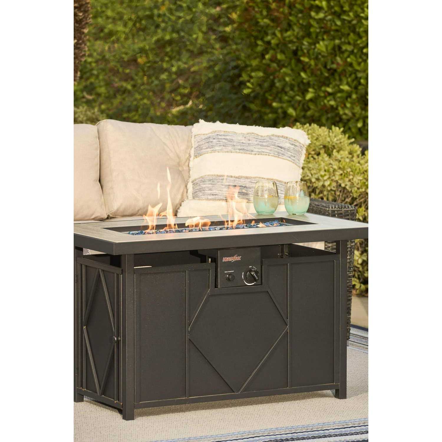 Heatmaxx 42 in. 60,000BTU Fire Pit Propane Gas Fire Pit Table Rectangular Tabletop