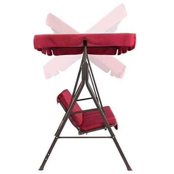 Best Choice Products 2-Person Outdoor Large Convertible Canopy Swing Glider Chair w/Removable Cushions