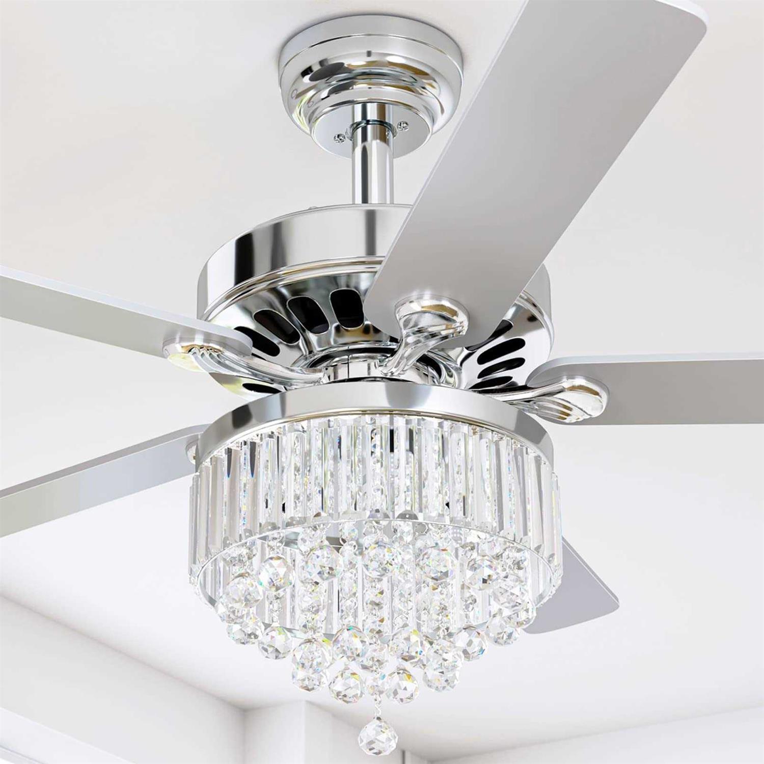 YITAHOME Chandelier Ceiling Fan with Remote 52 Inch Crystal Fan Light