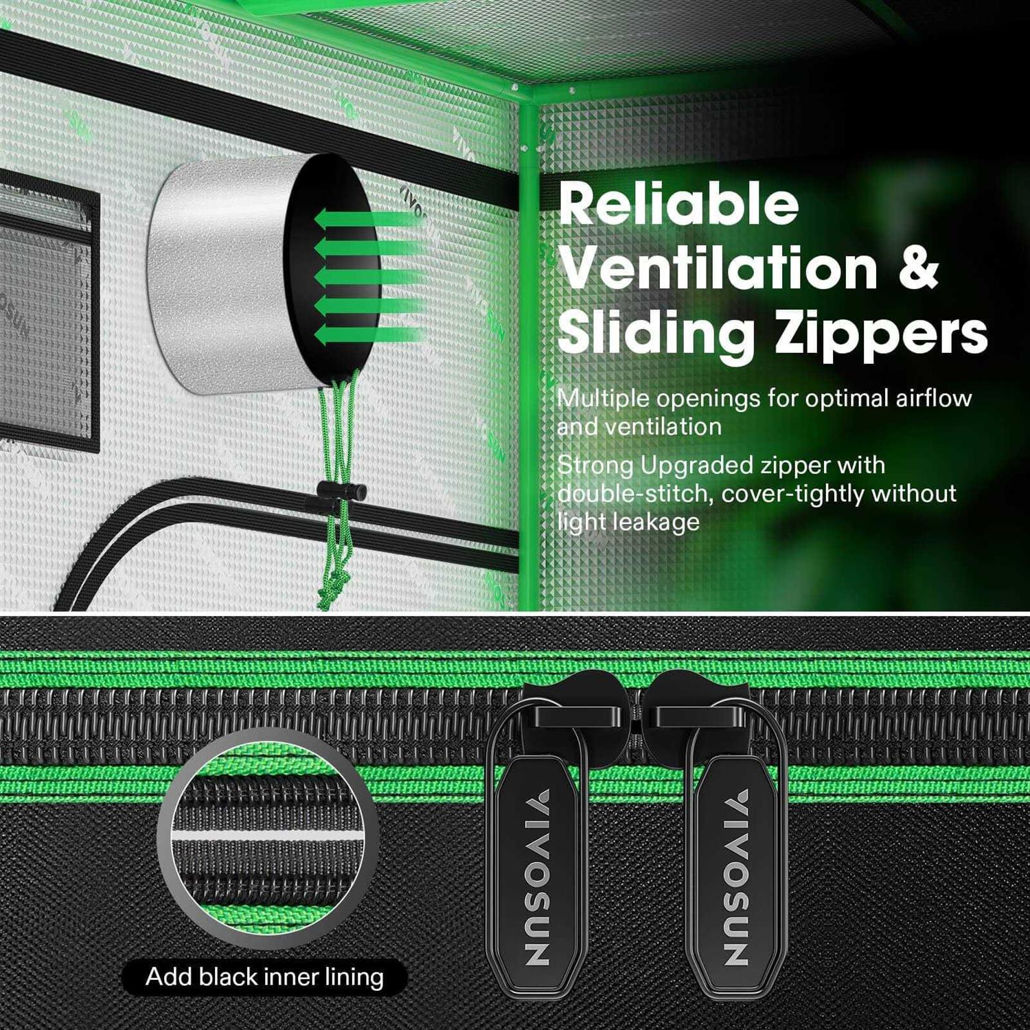 48x24x60 Grow Tent, 4×2 Advanced Grow Tent Observation Window and Floor Tray Plants for VS2000