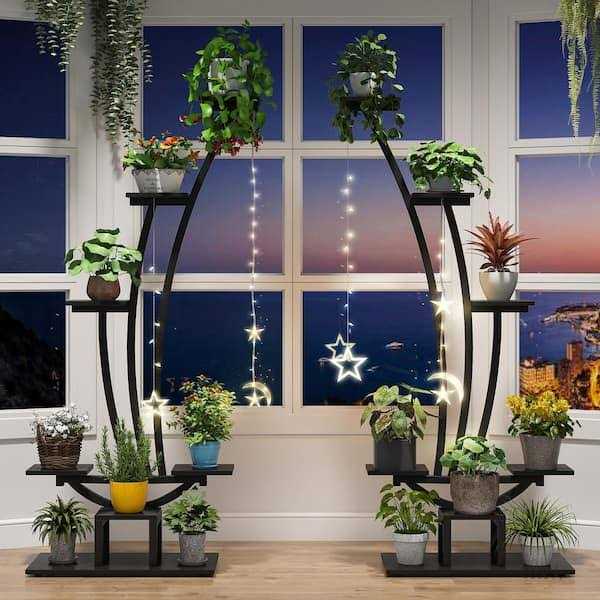 BYBLIGHT Wellston 59.8 5-Tier Indoor Plant Stand Flower Rack with 2-Hooks