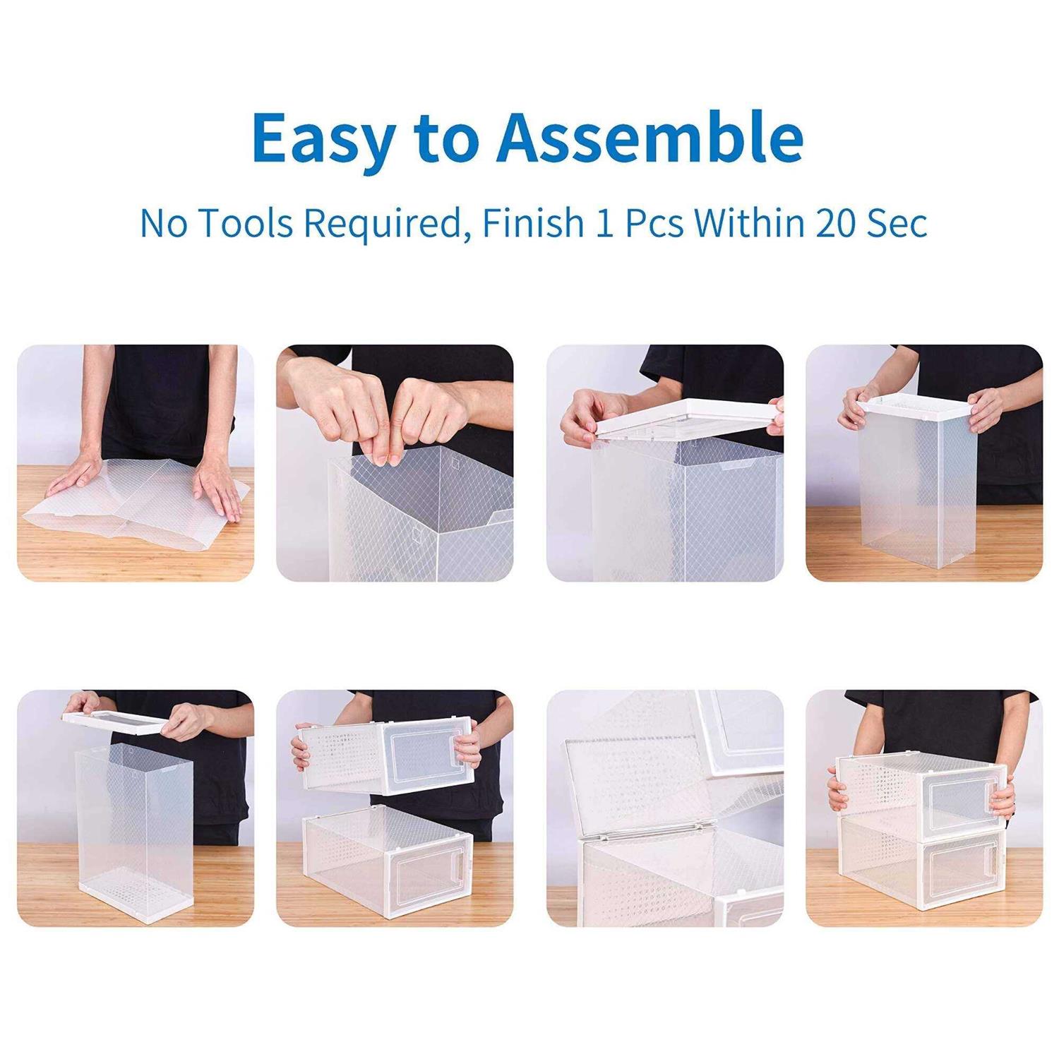 10 Pack Shoe Storage Boxes Clear Plastic Stackable Shoe Organizer Bins