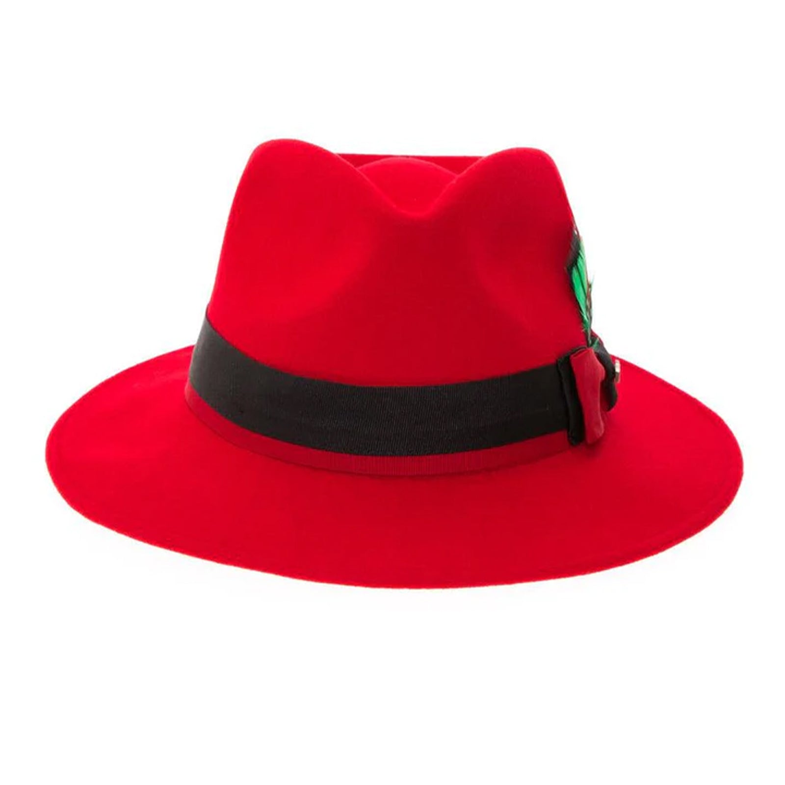 Men’s Classic Two Tone Fedora Dress Hat in Red & Black