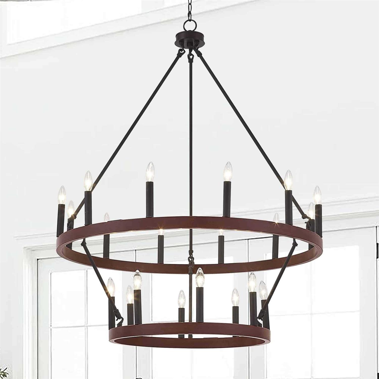 Acroma 20-light Modern Farmhouse 40In Round Wagon Wheel Chandelier