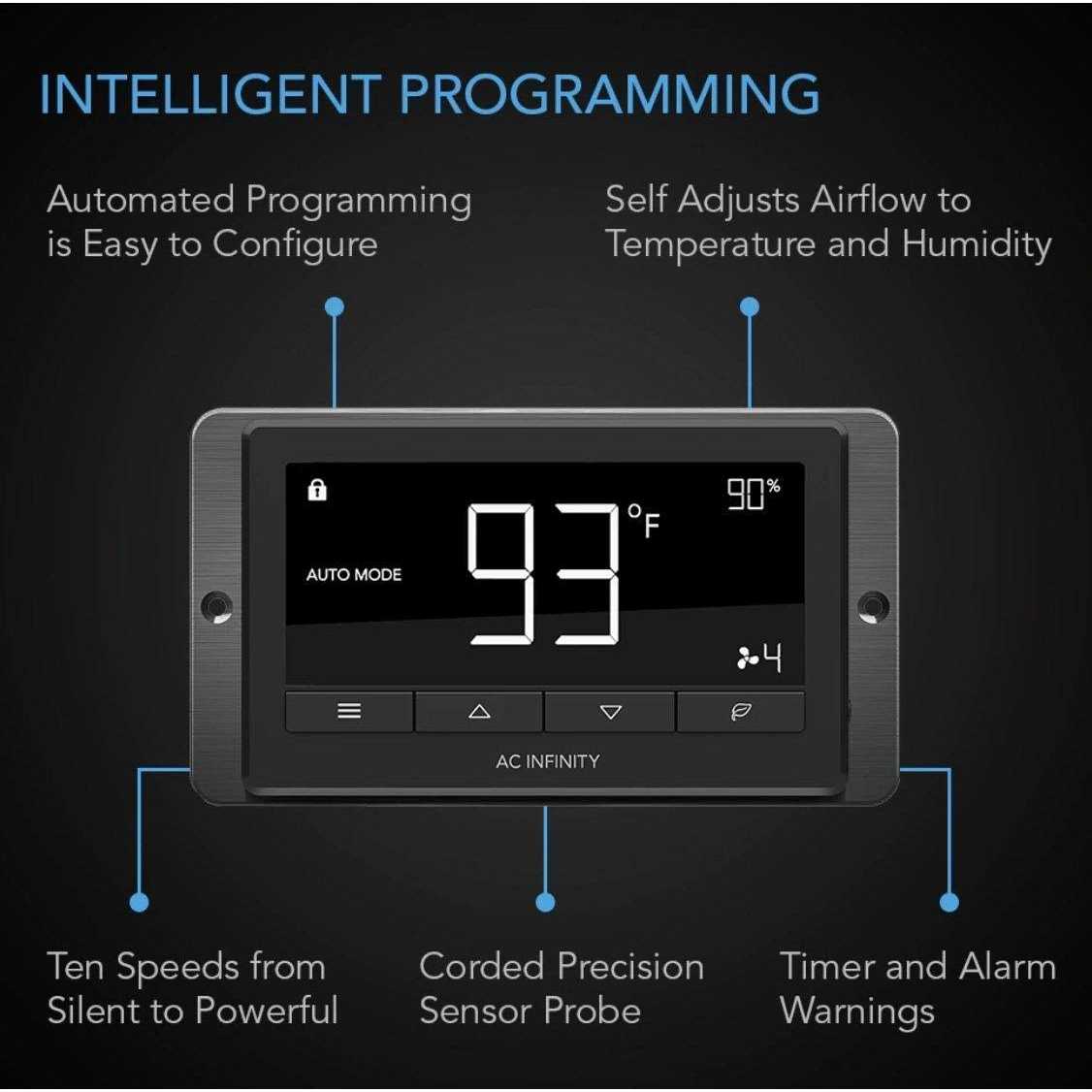 AC Infinity Cloudline S4 Quiet Inline Duct Fan System with Speed Controller
