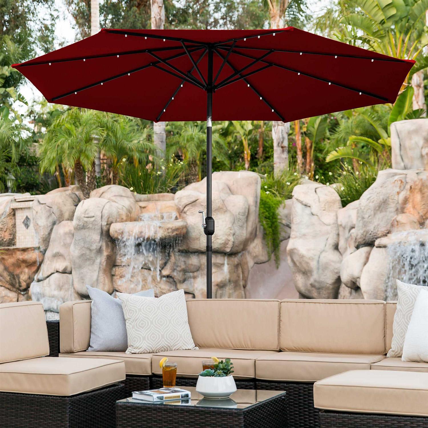 Best Choice Products Solar LED Lighted Patio Umbrella Tilt Adjustment