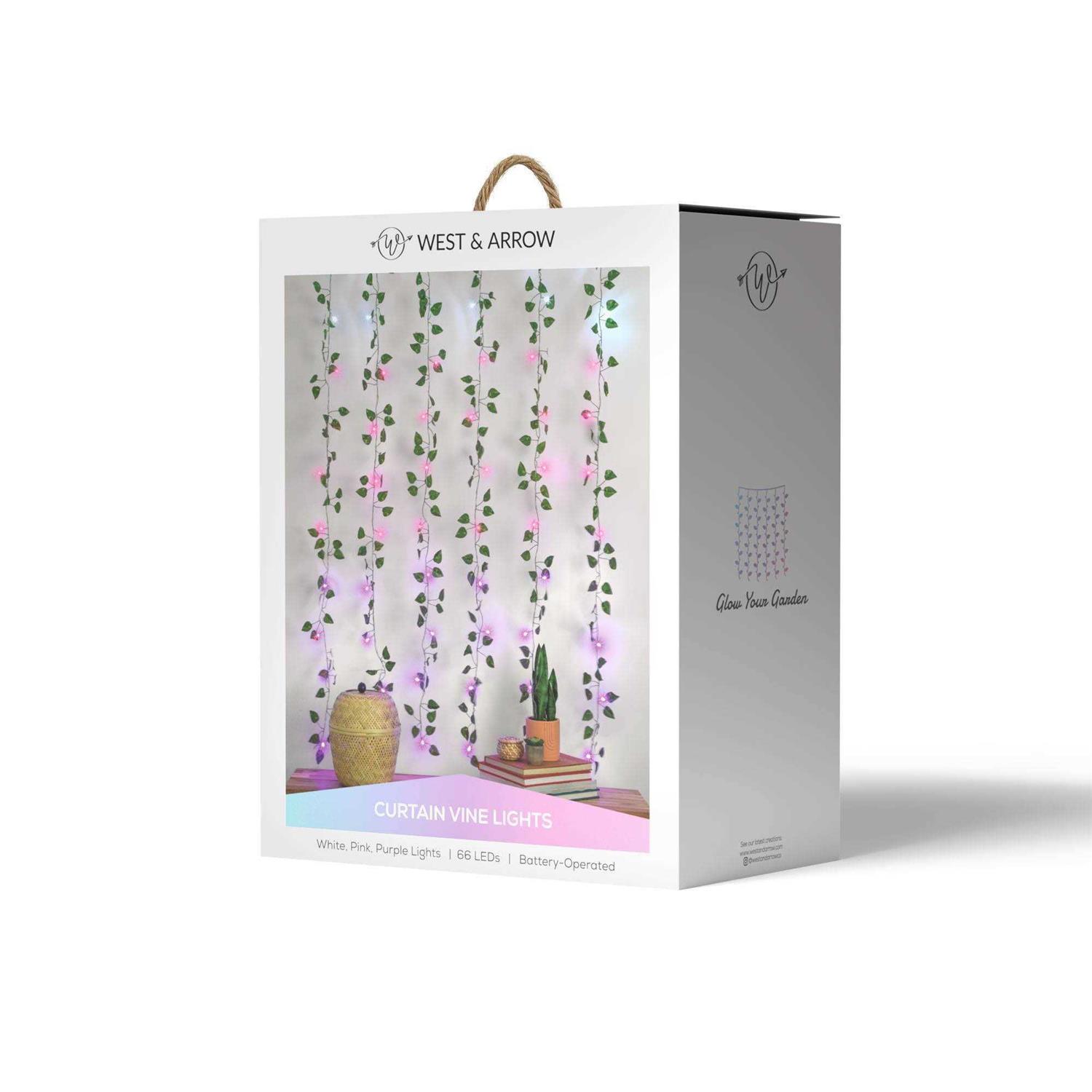 West & Arrow 5′ x 3.5′ LED Vine Curtain String Lights Ombre