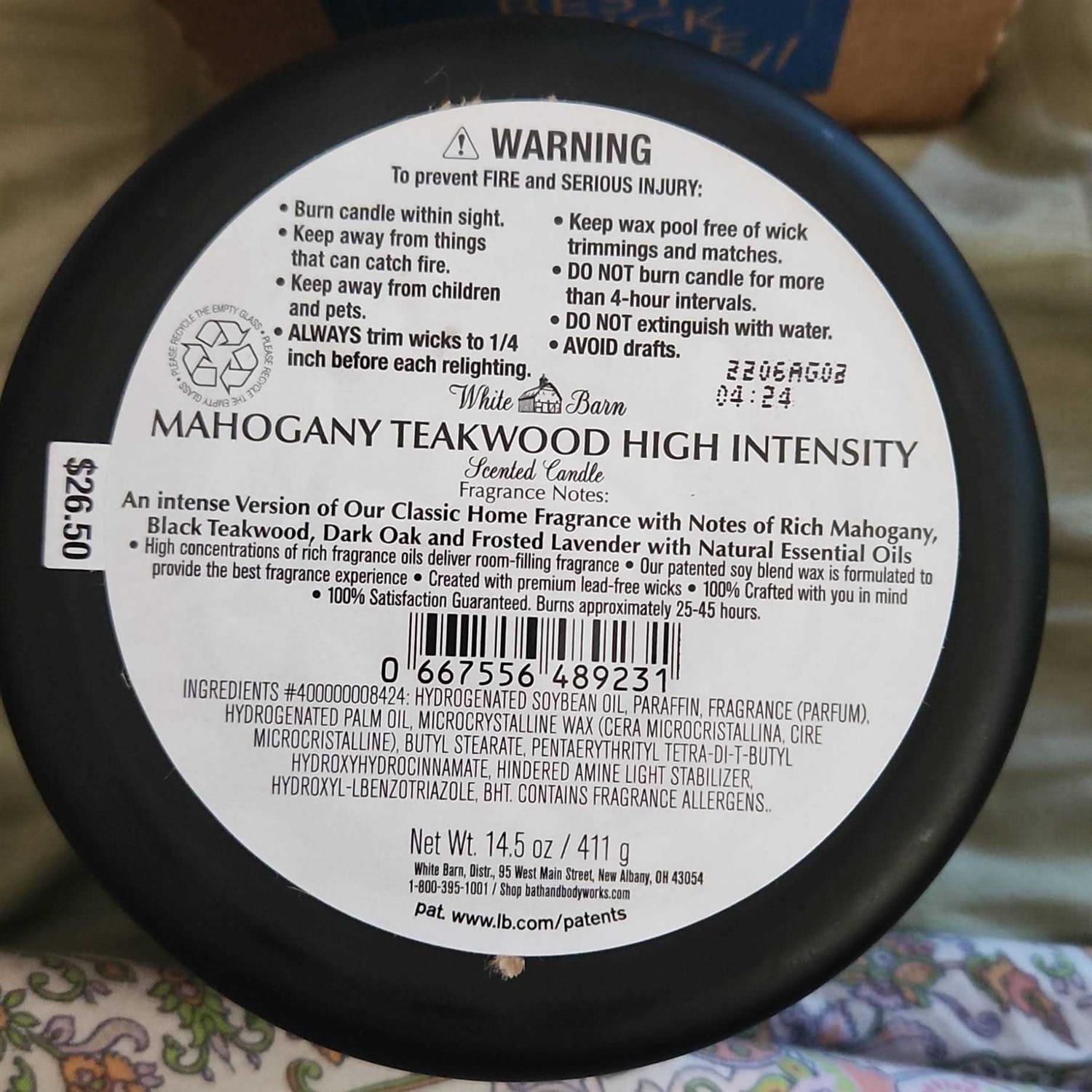 Bath & Body Works Mahogany Teakwood 3-Wick Candle