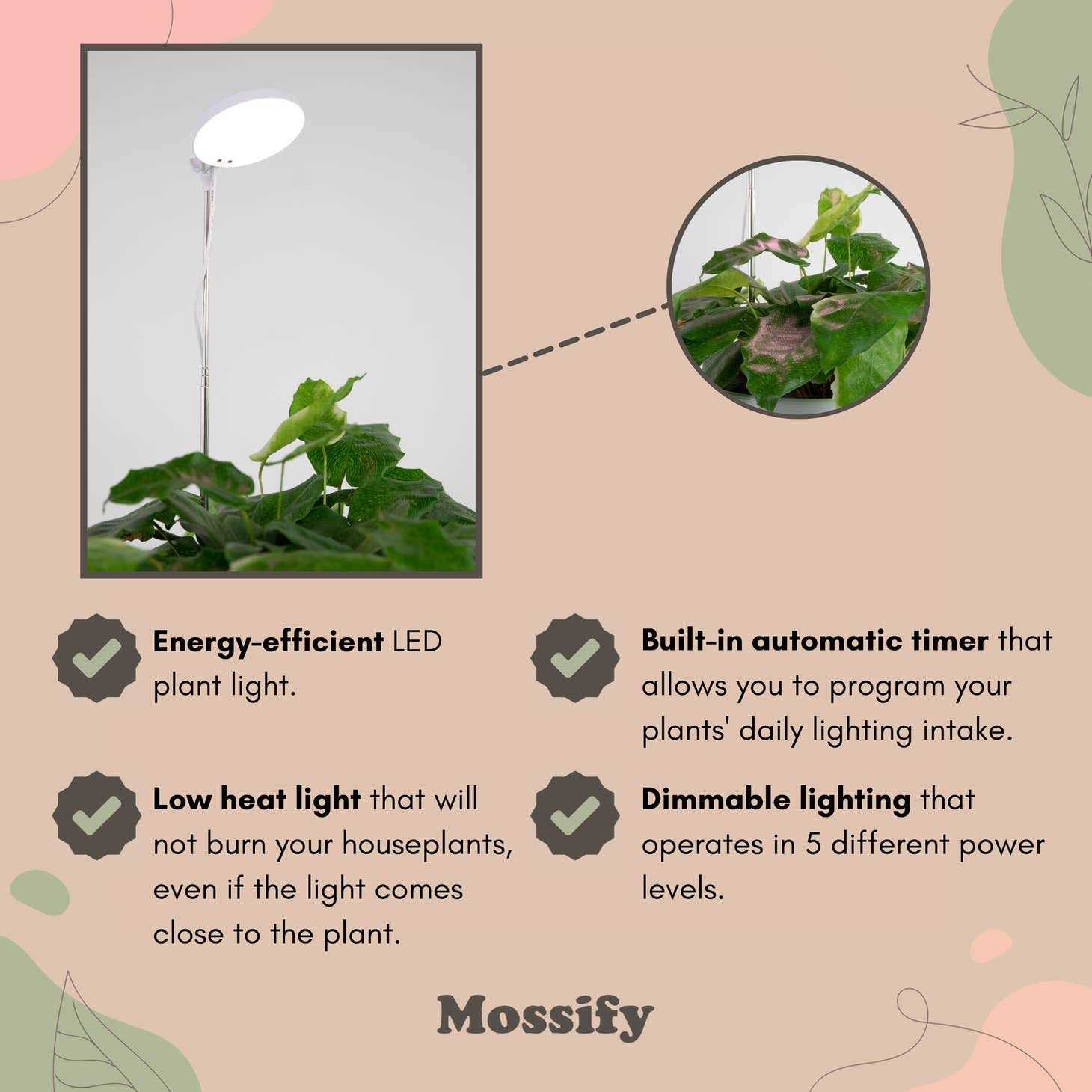 Adjustable Height Auto-Timed Grow Light