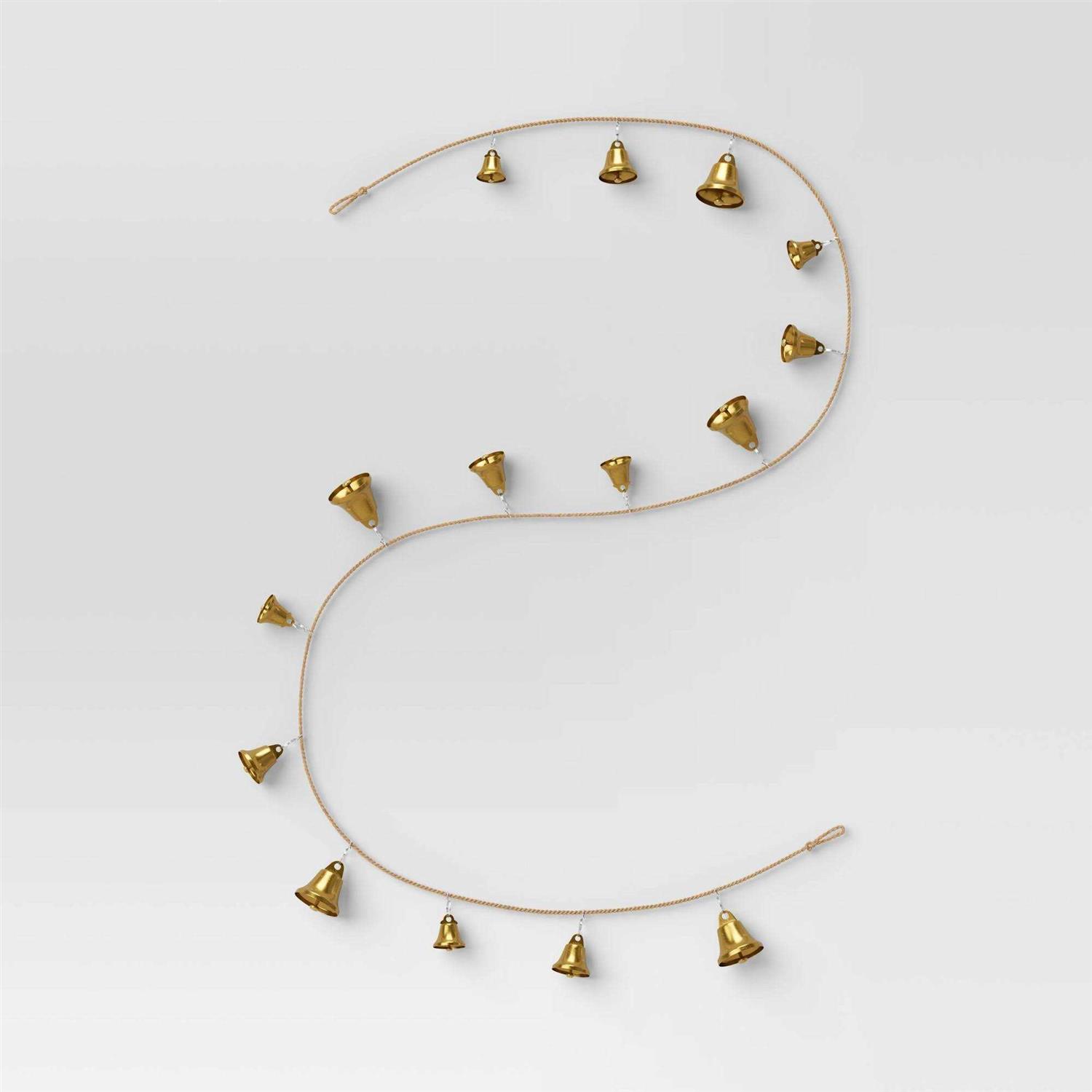 Wondershop 6′ Metal Bell Christmas Decorative Wall Garland Gold