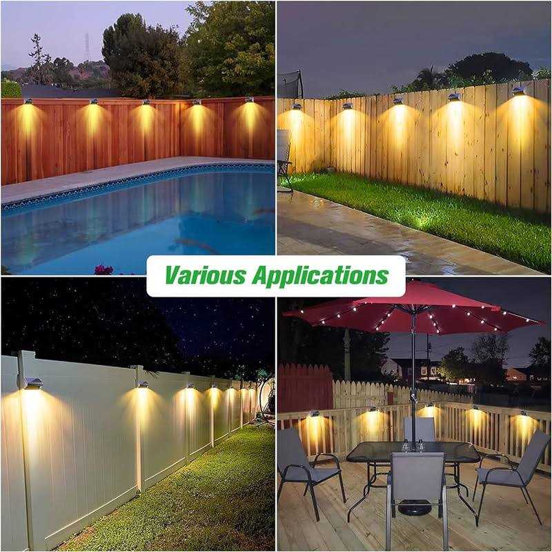 Bridika Solar Fence Lights Fence Lights Fence Solar Lights Outdoor Waterproof Warm White & Color glow LED Solar Lights for Backyard