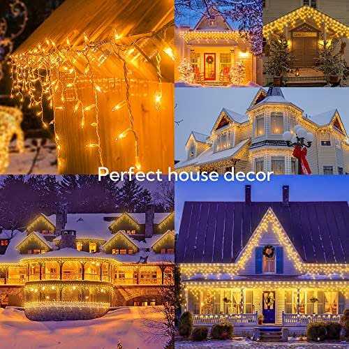 BEEWIN Icicle Christmas Lights 23FT Icicle Lights White Wire Connectable Icicle String Lights
