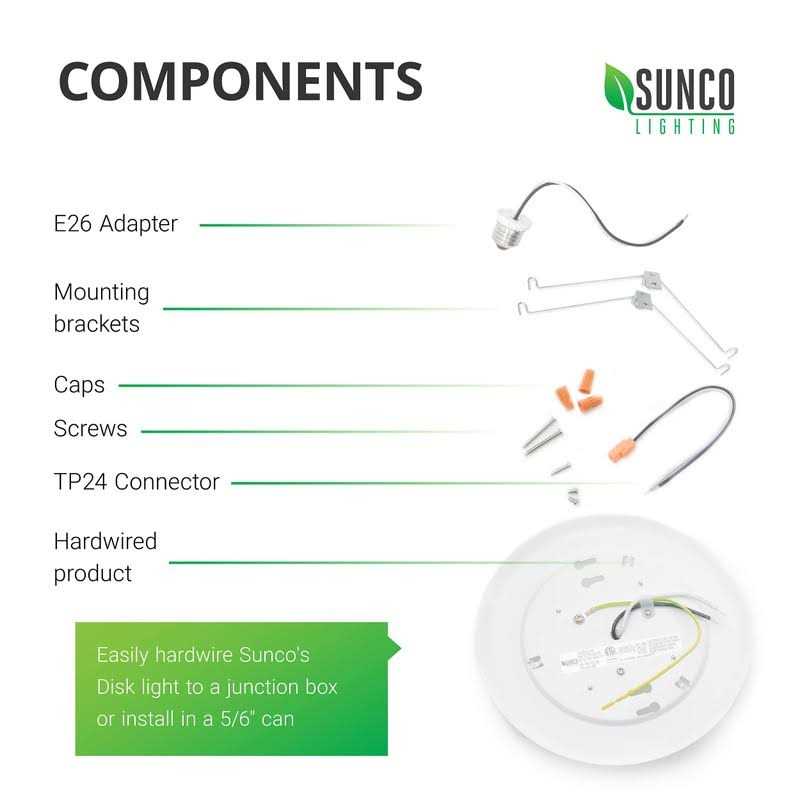Sunco Lighting 24 Pack 5 Inch / 6 Inch Flush Mount Disk LED Downlight