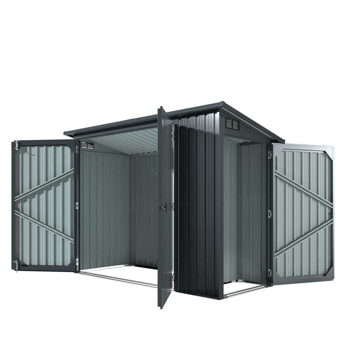 TMG Industrial 4′ x 8′ Bicycle Metal Pent Shed 29 Gauge Corrugated Metal