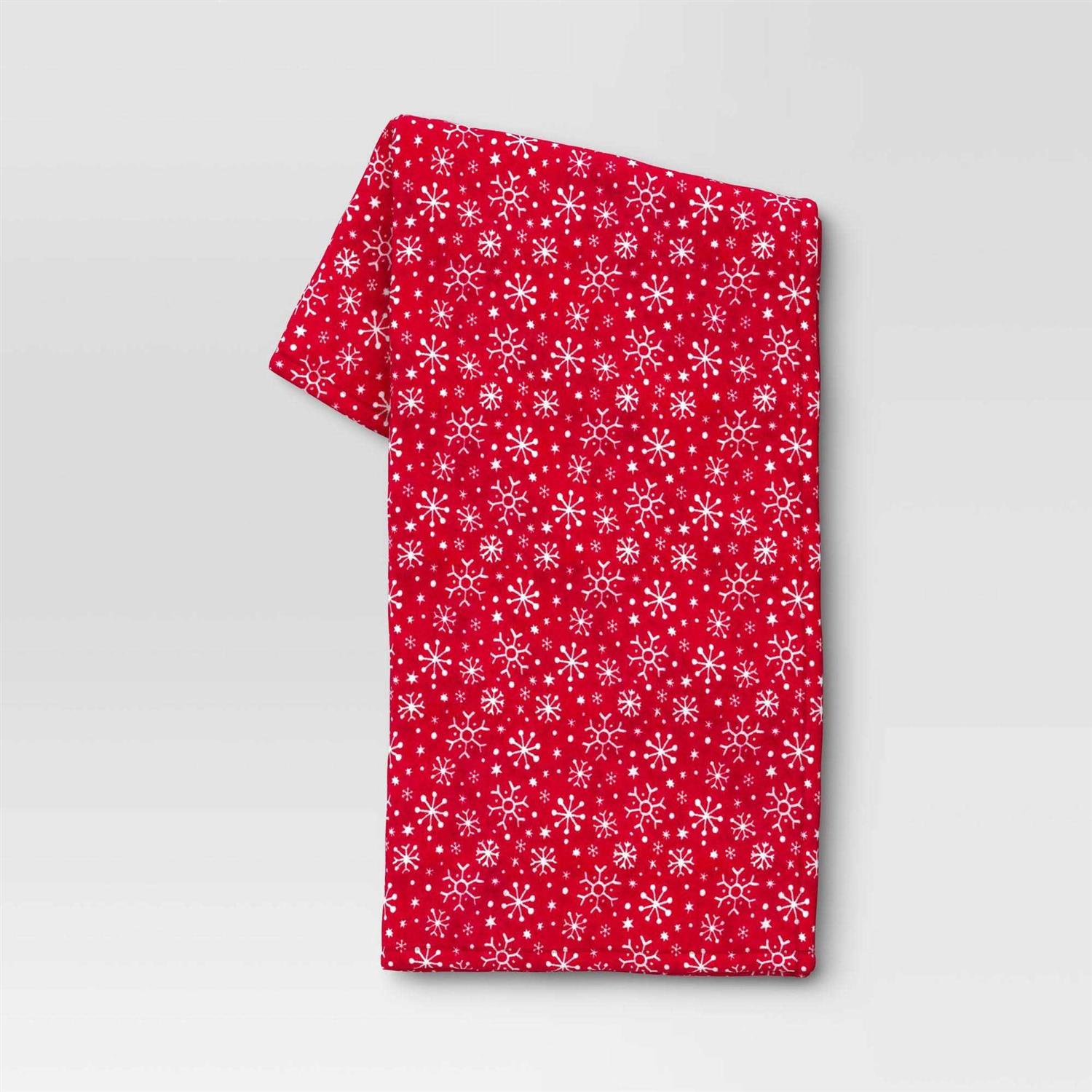 Wondershop Snowflake Plush Christmas Throw Blanket Red/White