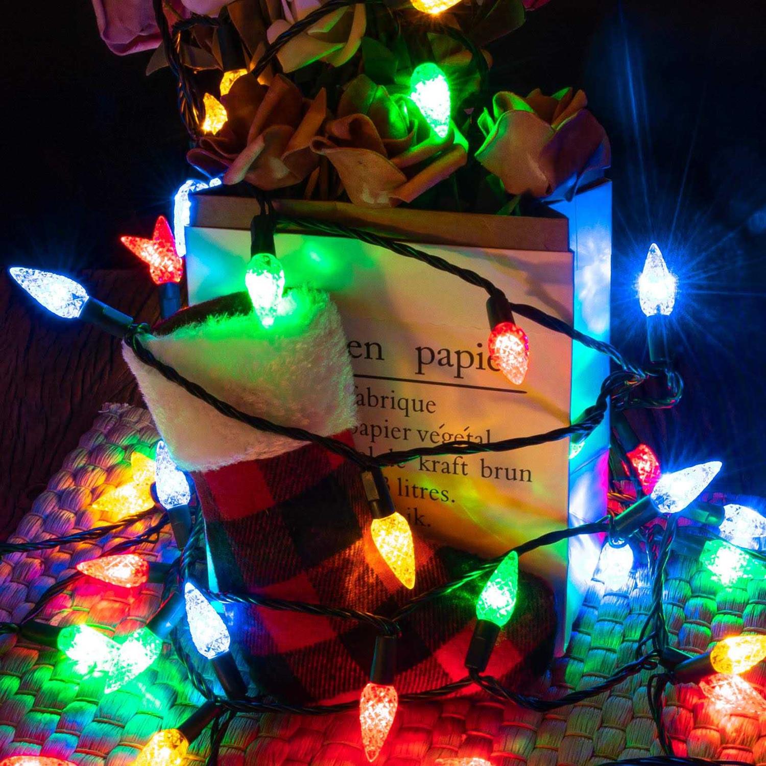 Awq C6 Christmas String Lights Plug In Fairy Twinkle String Lights 8 Modes Timer Function Waterproof Extendable for Indoor Outdoor