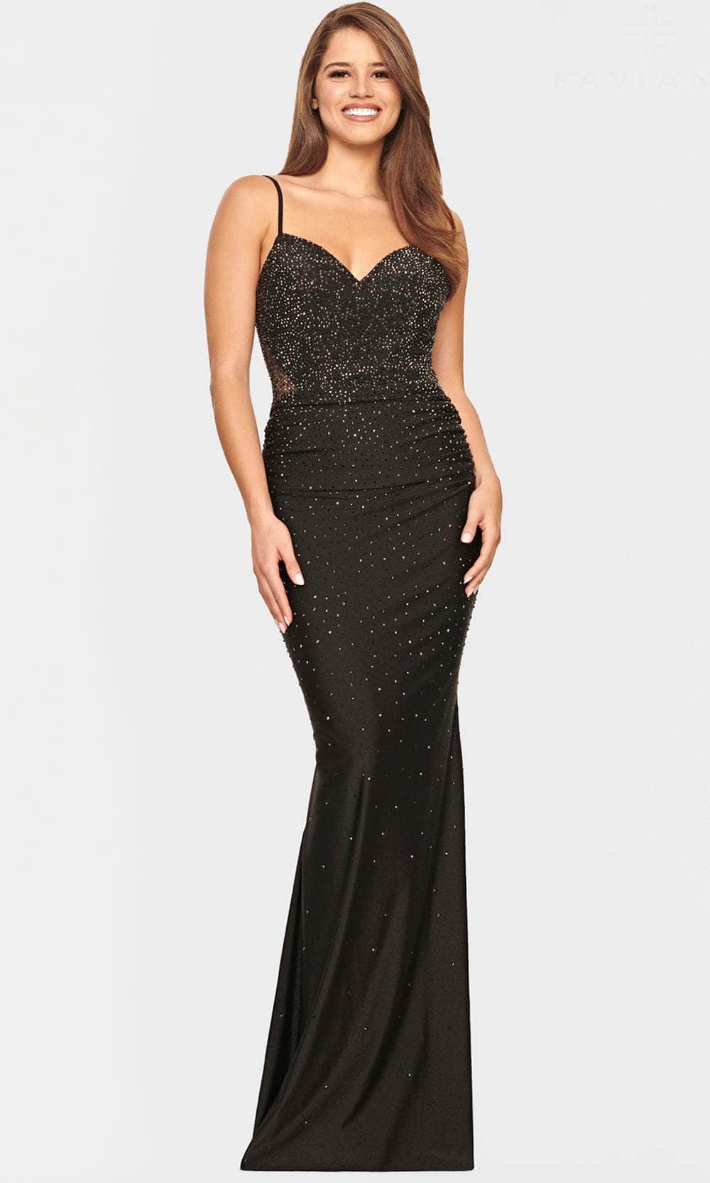 V-Neck Sheer Back Evening Gown