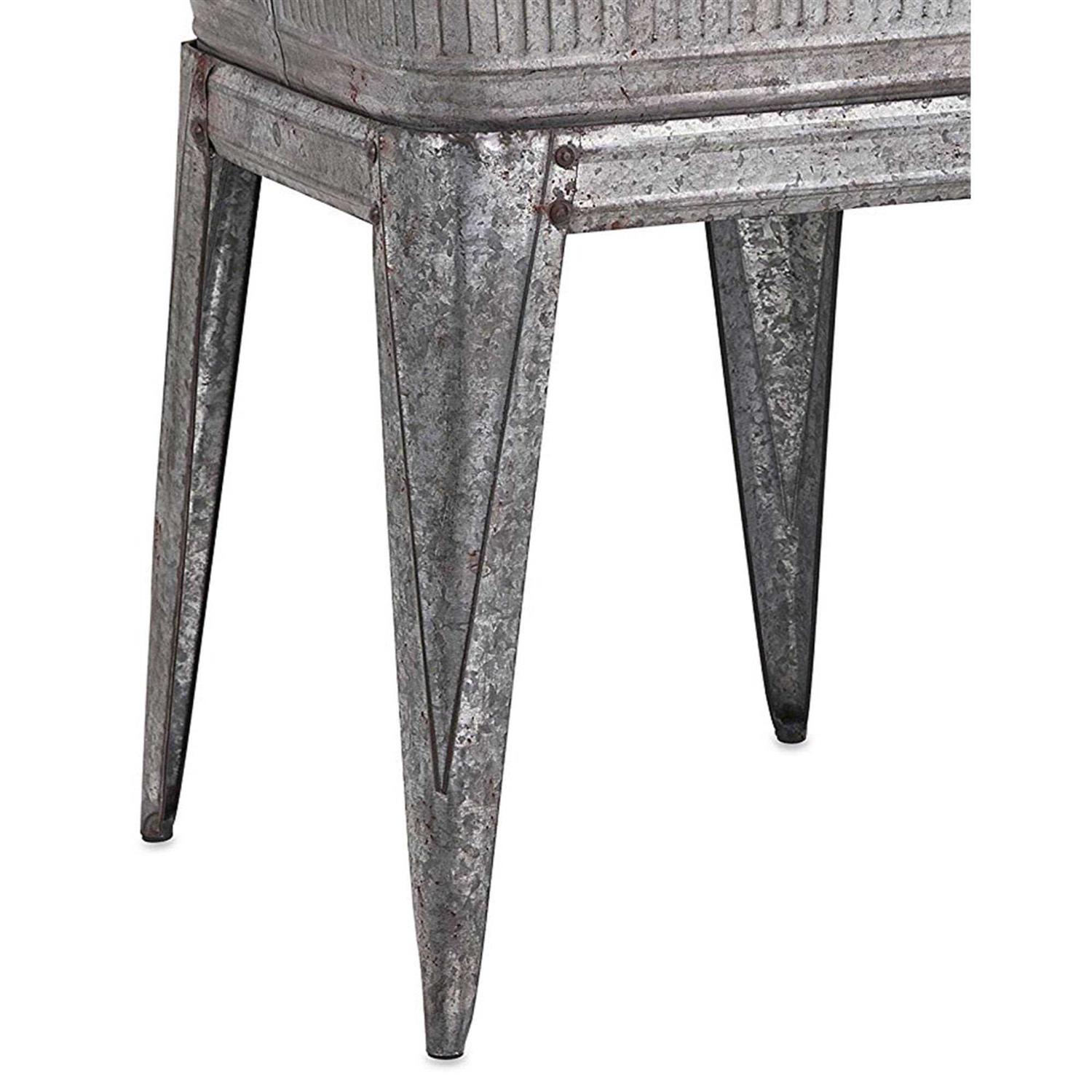 Benzara Multi Functional Galvanized Metal Tub on Stand BM16184