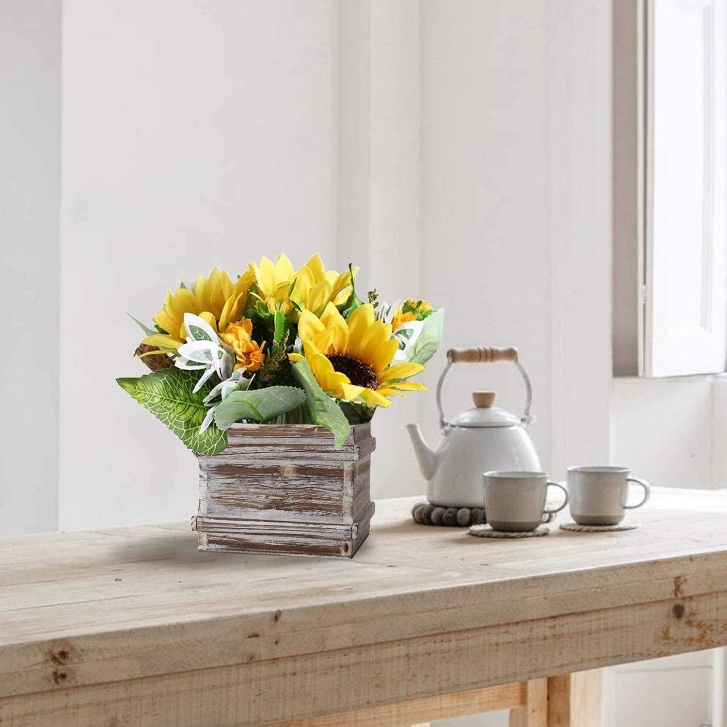 Briful Wooden Planter Boxes Square Planters for Outdoor Plants Wood Plant Flower Box Farmhouse Indoor for Table Centerpieces Garden