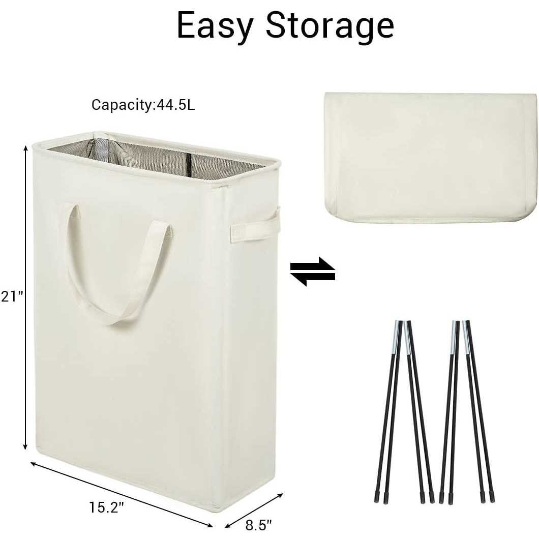 Zero JET LAG Slim Laundry Hamper With Handles Collapsible Laundry Basket Thin Dirty Clothes Basket Narrow Laundry Bag Foldable Dirty Cloth Hamper