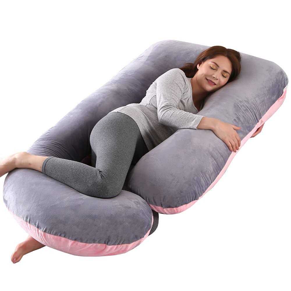 Wndy’s Dream 60 Pregnancy Pillow Velvet Cover, Side J Type Full-Body Pillow for Back, Legs and Belly Support