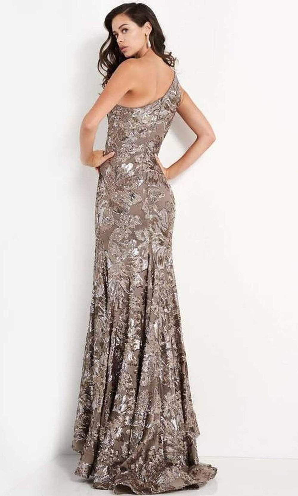 05076 One Shoulder Sequin Embroidered Mermaid Gown