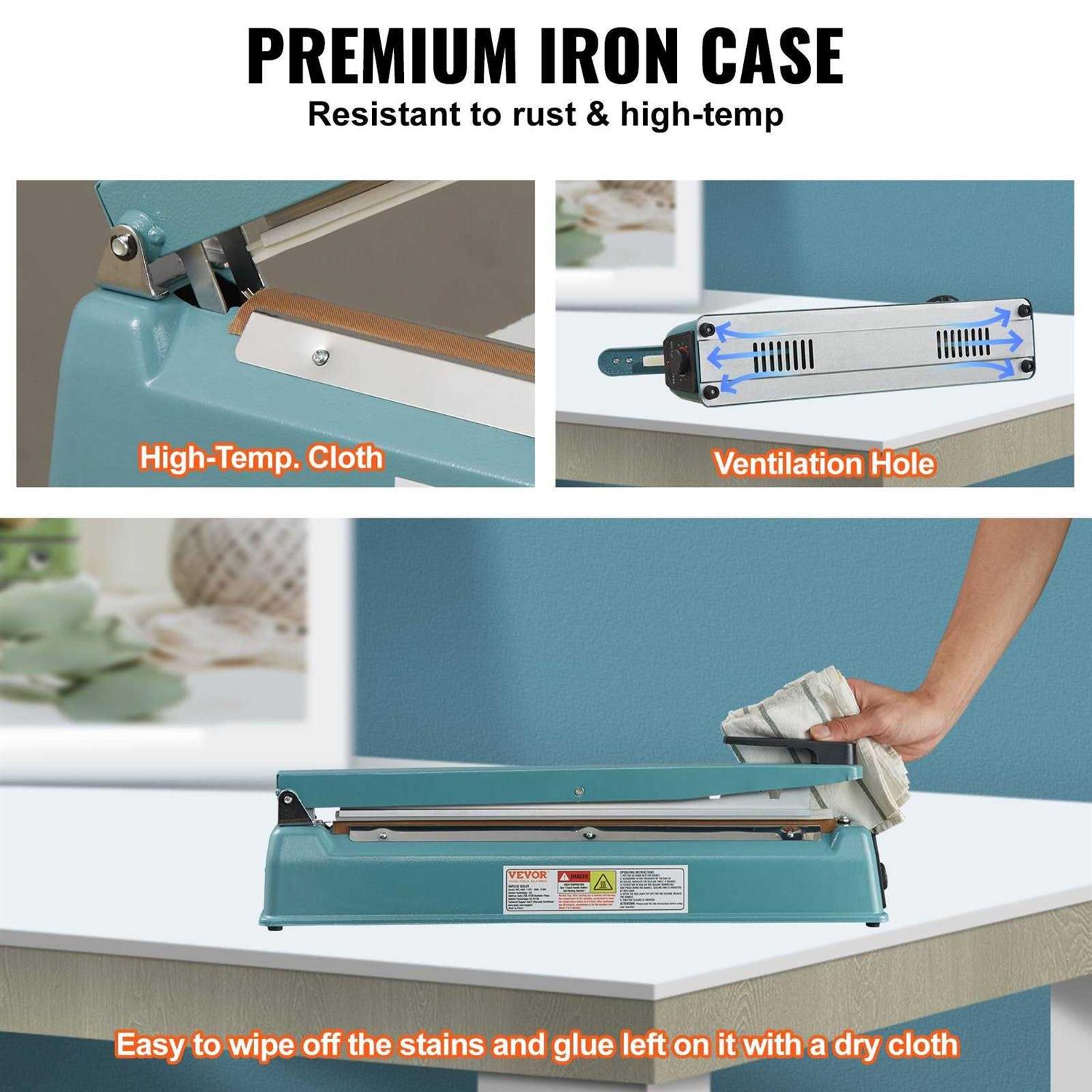 VEVOR Impulse Sealer 16 inch Manual Heat Seal Machine with Adjustable Heating Mode