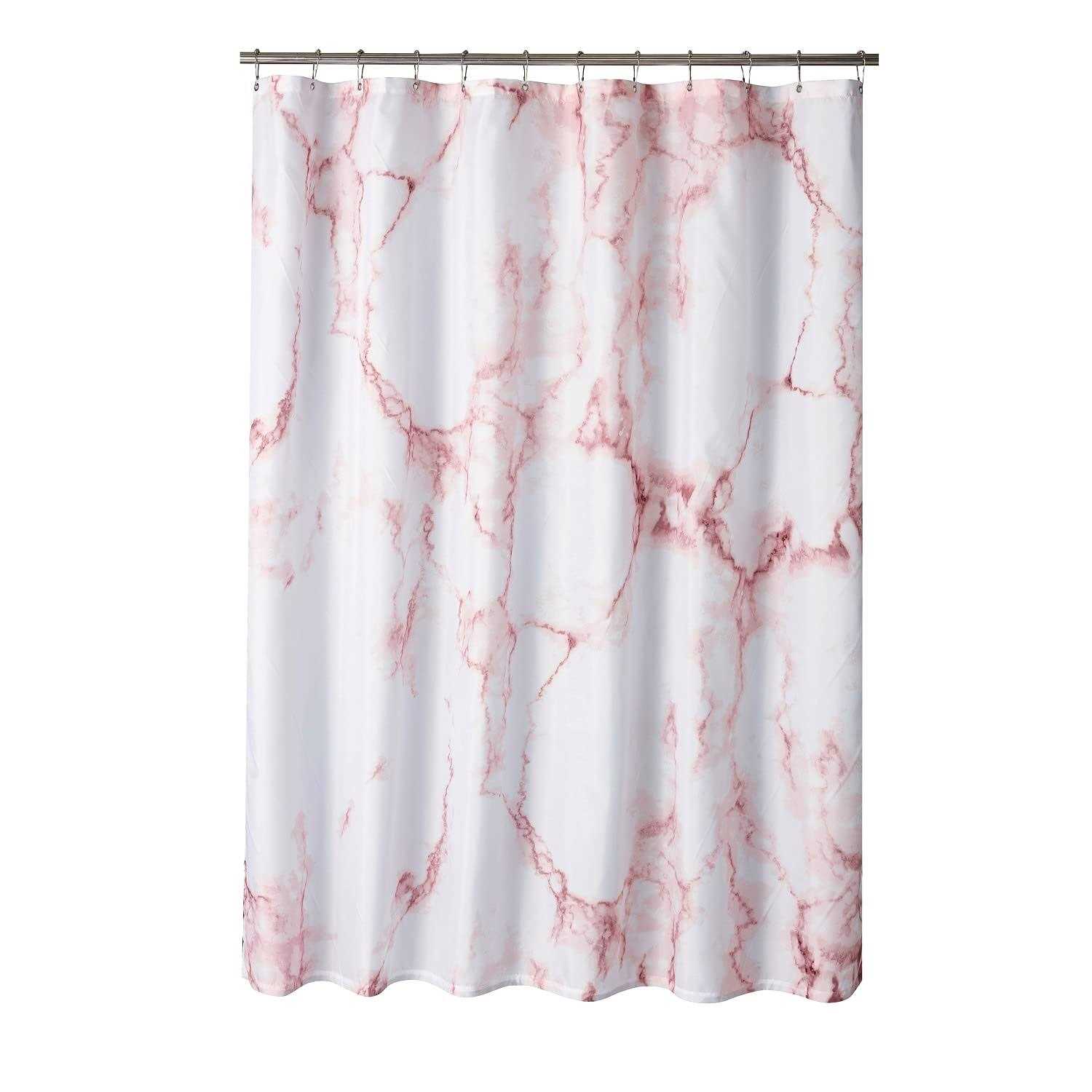 YOSTEV Marble Bathroom Shower Curtain,Grey and White Fabric Shower Curtain with Hooks,Unique 3D Printing,Decorative Bathroom Accessories,Water Proof
