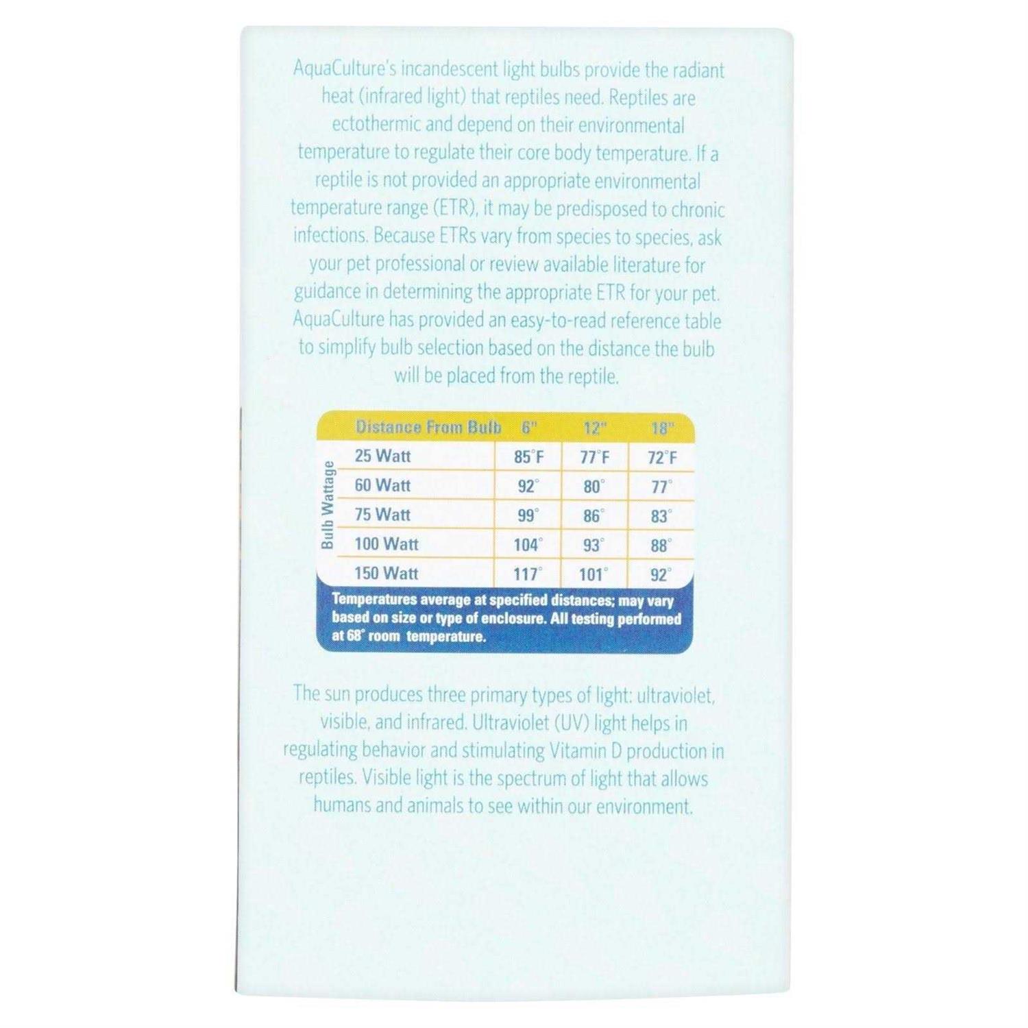 Aqua Culture Daylight Bulb Incandescent Reptile Lighting