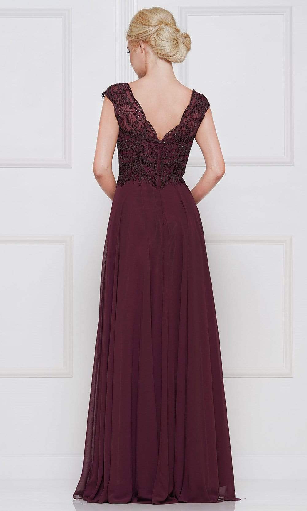 M238 Beaded Applique A Line Chiffon Dress