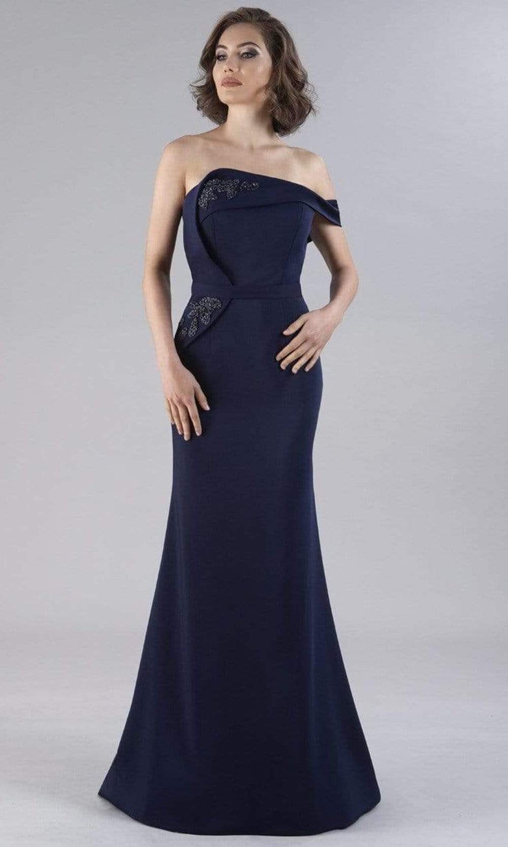 12107 Off Shoulder Beaded Evening Gown