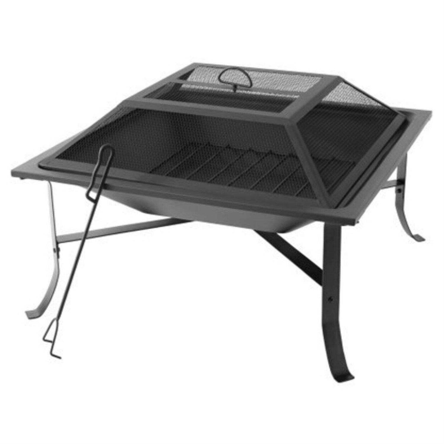 Mainstays Square Fire Pit with Screen Poker & Cover