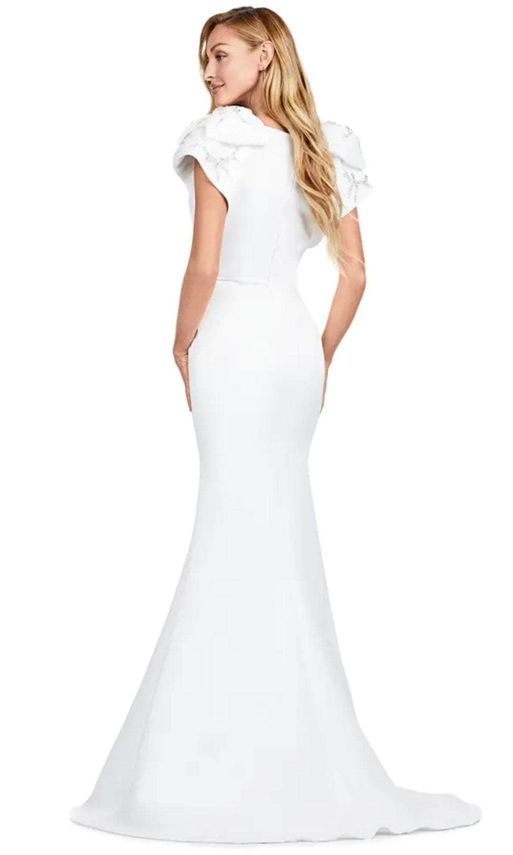 Bow Accent Shoulder Satin Gown