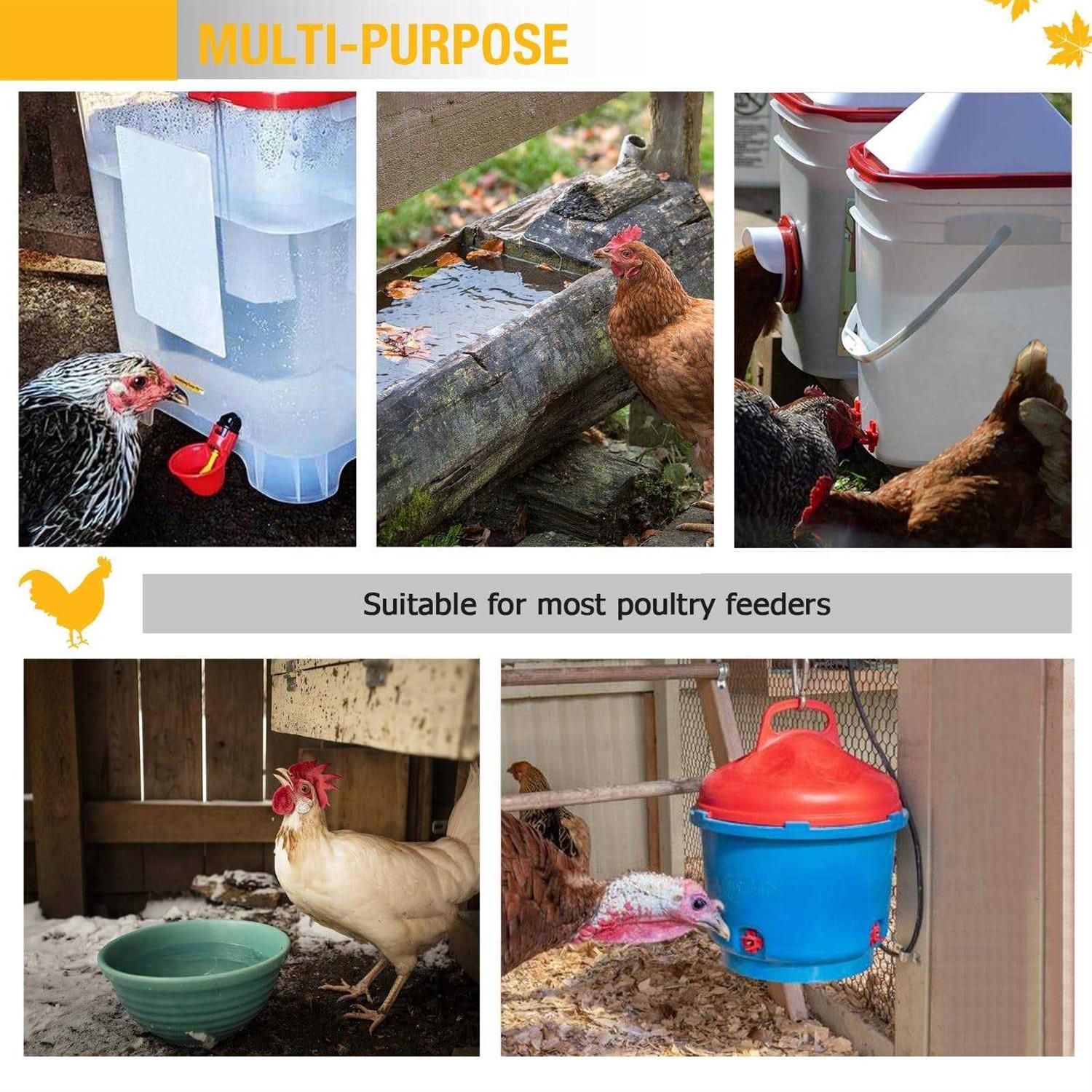 comincia Heated Chicken Waterer Deicer Thermostatic Control Chicken Water Heater Mini Size Water De-icer for Poultry