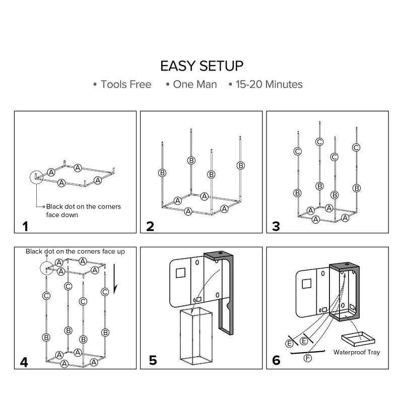 VEVOR Grow Tent Hydroponics Mylar Grow Room with Observation Windows and Removable Floor Tray