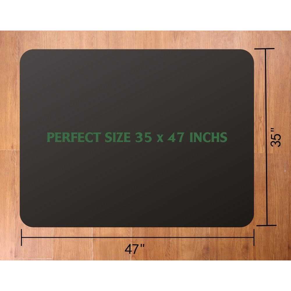 Lesonic Office Rolling Chair Mat for Hardwood and Tile Floor Black Anti-Slip Non-Curve