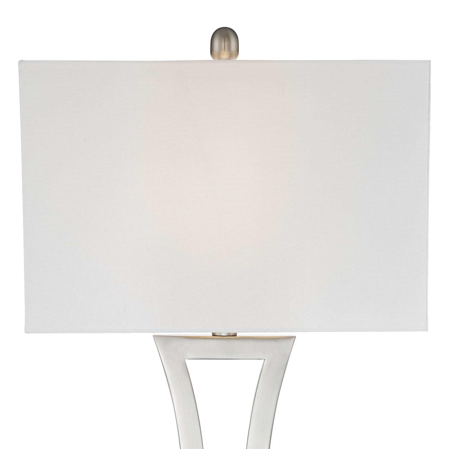 360 Lighting Roxie Modern Table Lamps 31 Tall Set of 2 Brushed Nickel Off White Fabric Rectangular Shade for Bedroom