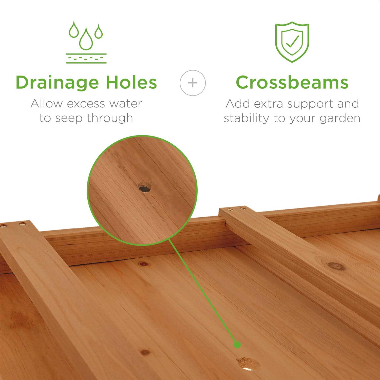 Best Choice Products Raised Garden Bed 48x24x32-inch Mobile Elevated Wood Planter w/Lockable Wheels