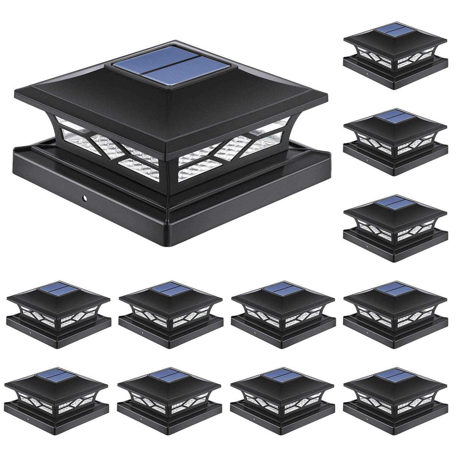 APONUO Solar Post Cap Lights,4×4 Post Solar Lights Warm White/Cool White LED Light Outdoor Waterproof,Fence Post Solar Lights for 4×4/6×6 Wood Fence