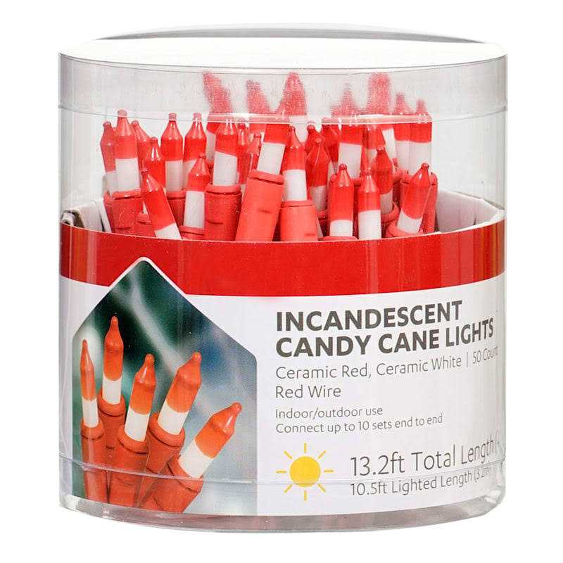 At Home 50-Count Red & White Mini String Lights with Red Wire