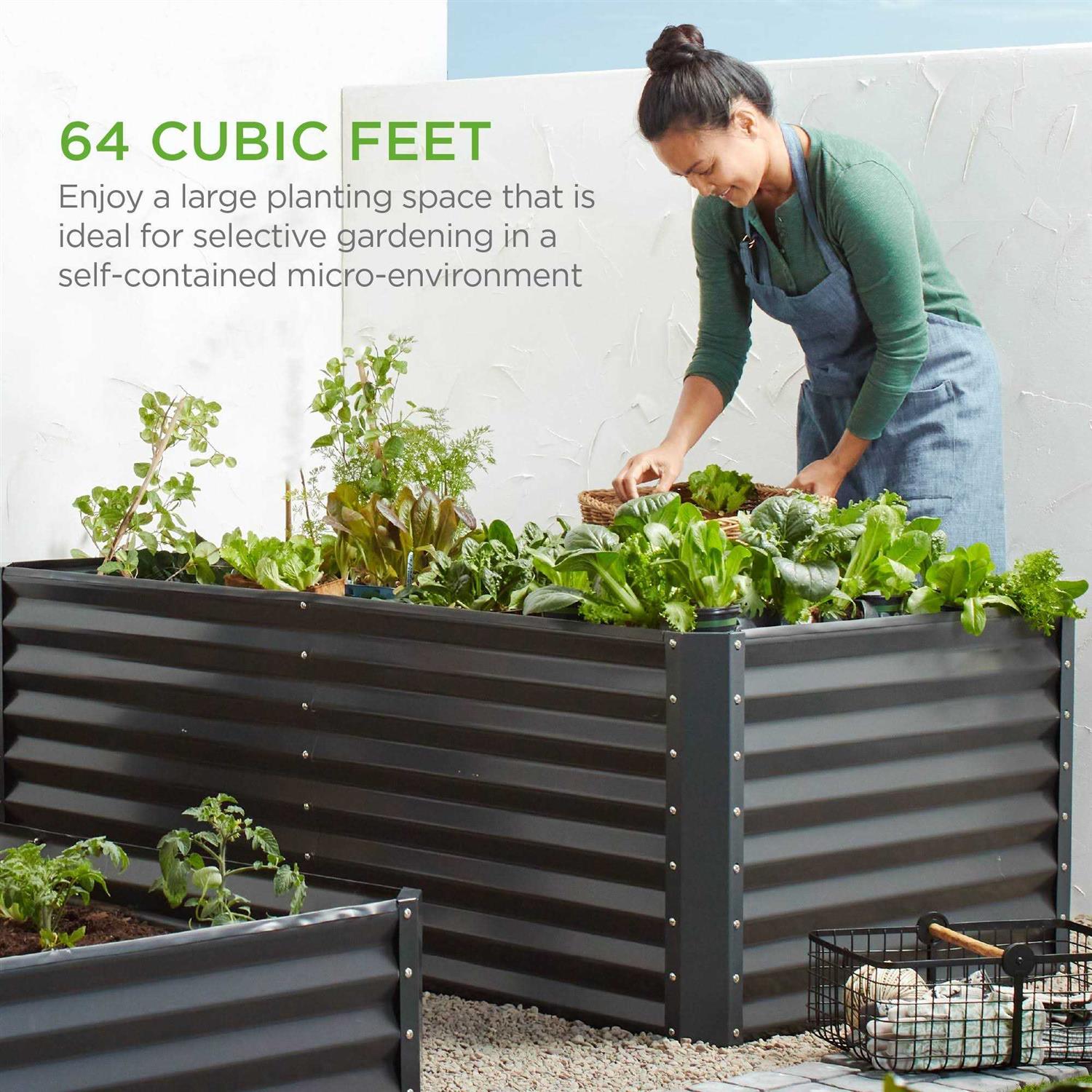 Best Choice Products 8x4x2ft Outdoor Metal Raised Garden Bed